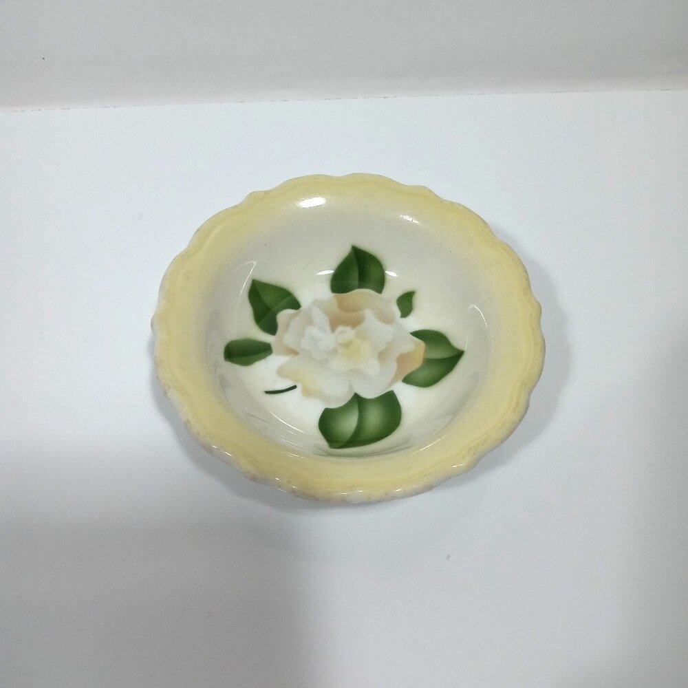 Syracuse China Floral Small Bowl Yellow Cream Green Design USA Vintage